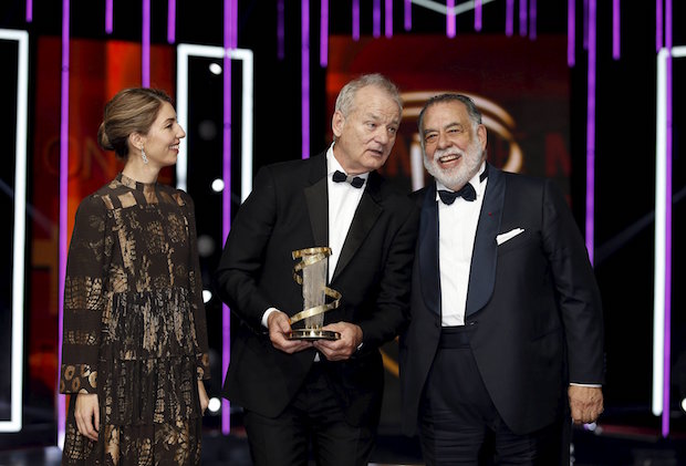 U.S. actor Murray poses for photographs with Jury President U.S. film director Coppola, after receiving an award from U.S. film director Sofia Coppola at the opening ceremony of the 15th Marrakech International Film Festival
