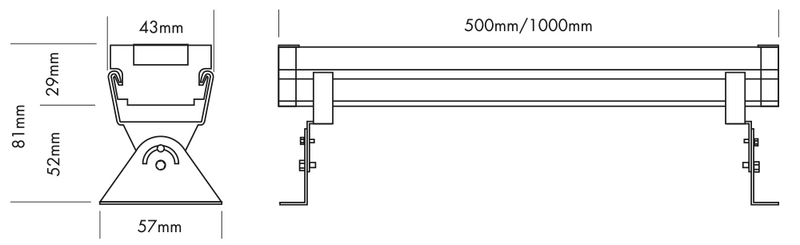 Projecteur led Wallwasher Bar Slimline Monochromatique IP65