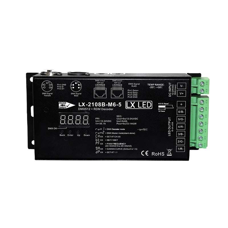 Driver de Led DMX – PWM 6x6A – LX-LED