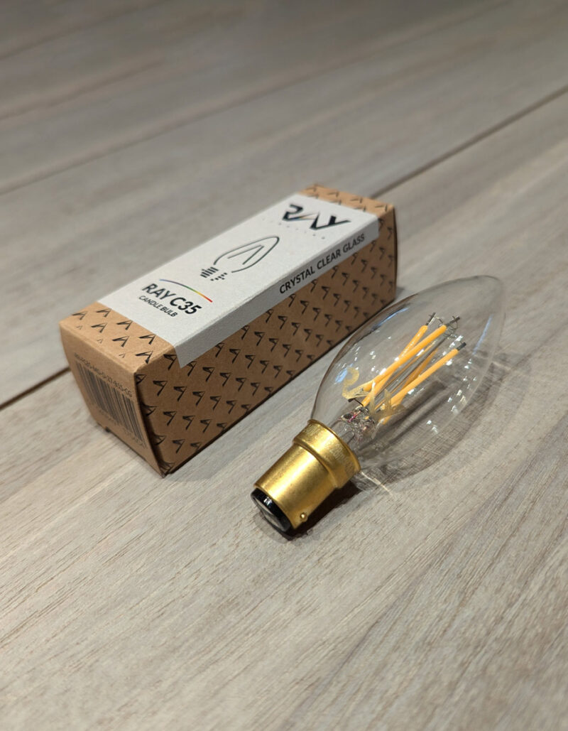 Ampoule à filaments Led RAY C35 B15 crystal clear glass
