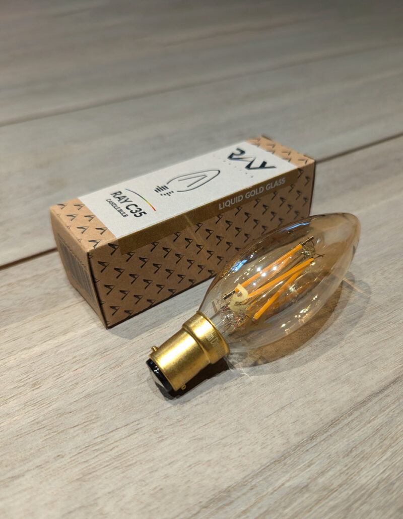 Ampoule à filaments Led RAY C35 B15 liquid gold glass