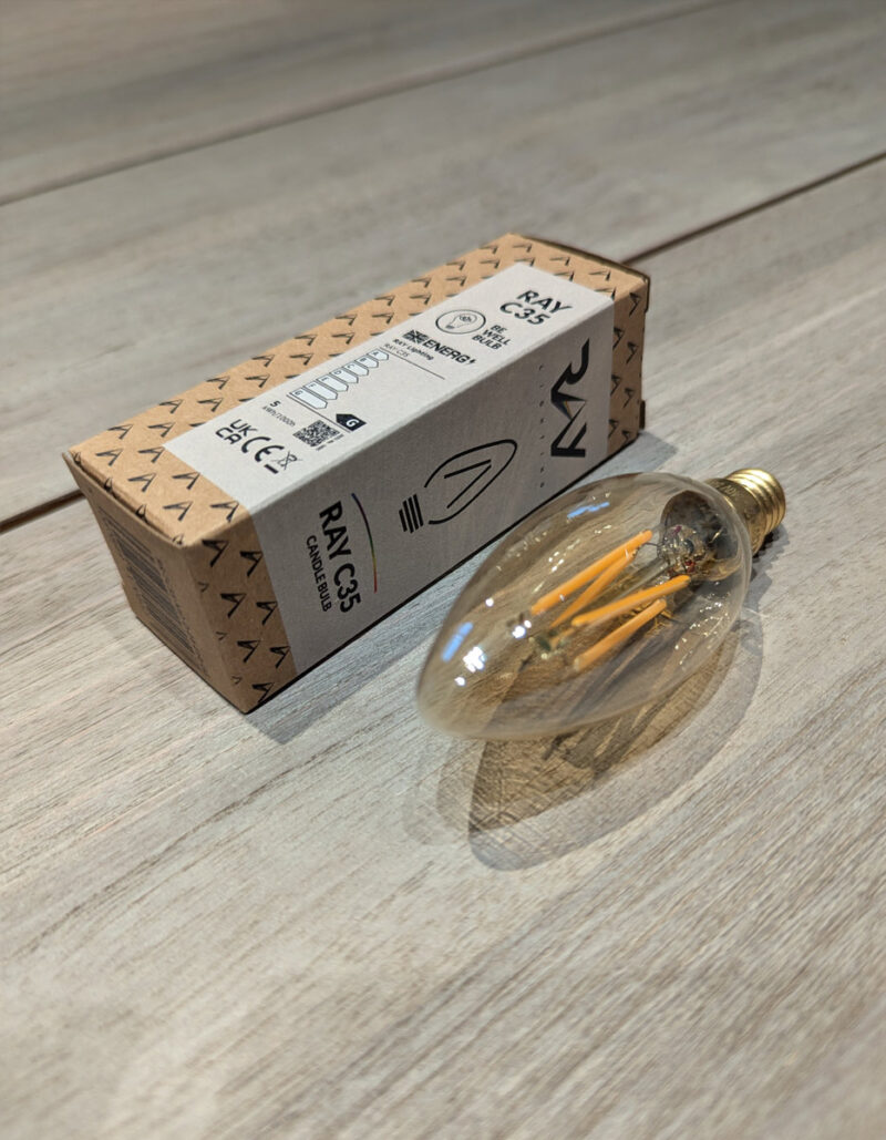 Ampoule à filaments Led RAY C35 E14 liquid gold glass
