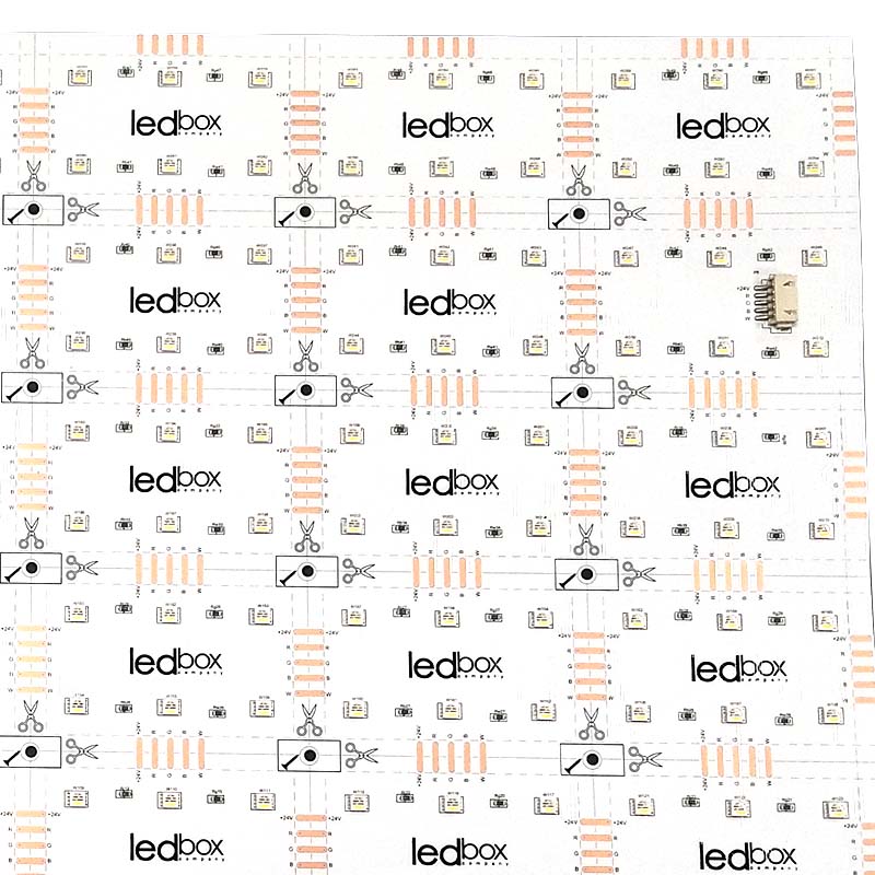 Plaque feuille souple de 294 Leds RVBW - 24V - PCB Blanc