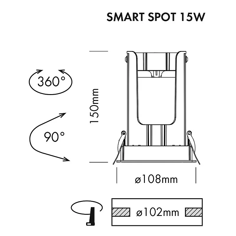 Smart Recessed Spot Dual Sensor 15 W